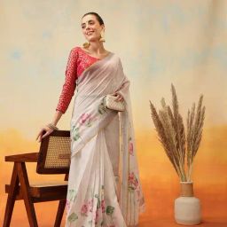 Silk Land Printed Cotton Zari Tissue Ready to Wear Saree-picture-33