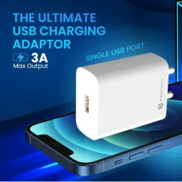 Portronics One Pro 18w 3A Mach USB Fast Charging Adaptor with 1M Type C Charging Cable (White) image 3