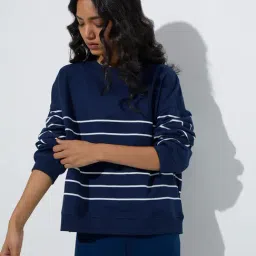 LOV by Westside Navy Striped Cotton Sweatshirt-picture-0
