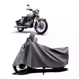 Auto Pearl Two Wheeler Cover with Bag for Royal Enfield Classic Gunmetal, Silver-image-75