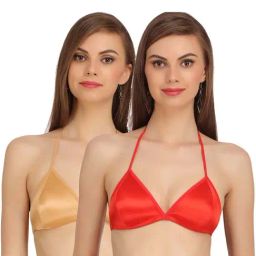 AROUSY Golden & Orange Cotton Backless Bras - Pack Of 2-48