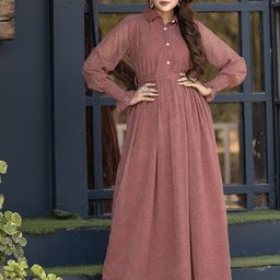 SARINKU Print Bell Sleeve Georgette Fit & Flare Maxi Dress-picture-27