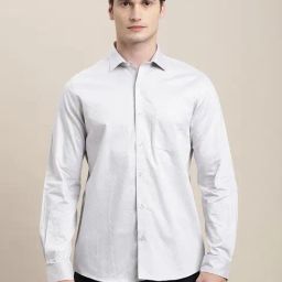 Turtle Grey Cotton Slim Fit Dobby Shirt-image-55