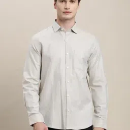 Turtle Grey Cotton Slim Fit Dobby Shirt-image-98