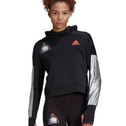 Adidas Black Printed Space W Hoodie-image-1