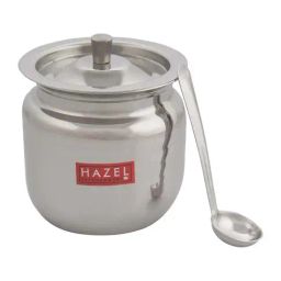 HAZEL Supreme Hammered Finish Stainless Steel Ghee Pot (450 ml) - Set of 1-image-95