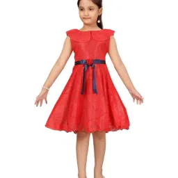Aarika Kids Red Self Pattern Frock-image-65