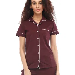 Nite Flite Maroon Cotton Shirt With Shorts-image-83