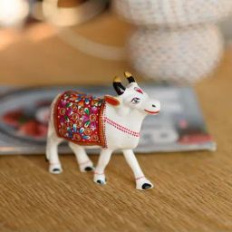 eCraftIndia Meenakari Metal White Calf Figurine-image-6