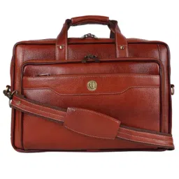 HiLEDER 100% Pure Genuine Premium NDM Leather 15 inch Stylish Briefcase Laptop Messenger Satchel Bag for both Men and Women, Tan-33