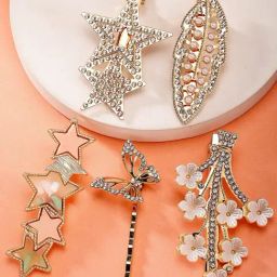 Karatcart Gold Plated Embellished Alligator Hair Clips For Women Set of 5-43