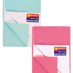 Bianca Smart dry Sea-Green & Dark Pink Microfibre 320 GSM Medium Baby Mattress Protector - Set of 2-image-69