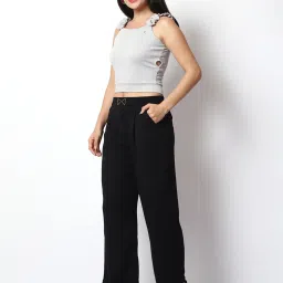 Prettify Grey Regular Fit Crop Top image 3