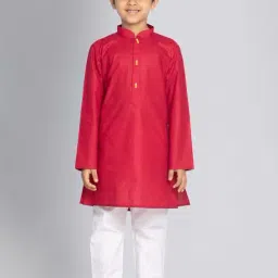 VASTRAMAY Kids Maroon Regular Fit Kurta Set-image-77