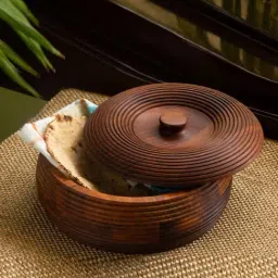 ExclusiveLane Brown Sheesham Wood Casserole - Set of 1 (1350 ML)-20
