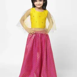 studiorasa Kids Yellow & Pink Sequence Lehenga Cholis-image-31