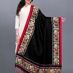 Satrani Black Printed Dupatta-image-66