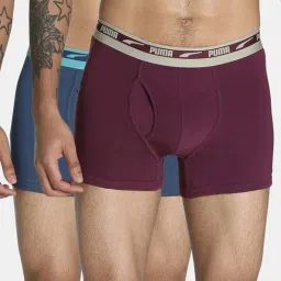 Puma Blue & Wine Regular Fit Trunks - Pack of 2-picture-31