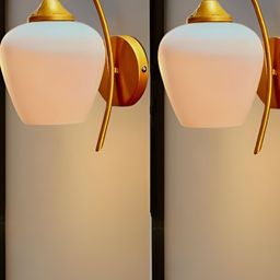 KINIS Gold-Toned & Beige 2 Pieces Bell Shaped Metal Wall Lamp-picture-8