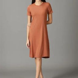 SHOWOFF Rust Embellished A-Line Dress-picture-4