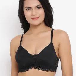 Clovia Black Self Pattern Pattern T-Shirt Bra-image-2