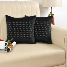 HOSTA HOMES Embellished Black Polyester Cushion Covers - Set of 5-image-35