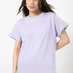 Bewakoof Purple Solid T-Shirt-picture-6