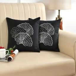 HOSTA HOMES Embellished Black Polyester Cushion Covers - Set of 5-image-42