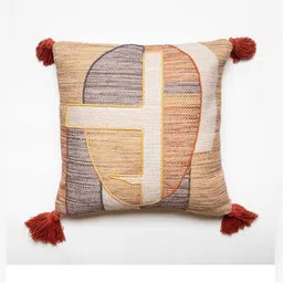 Aura Brown & Beige Geometric Square Cushion Covers-30