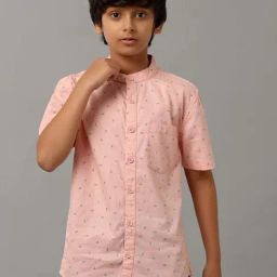 Under Fourteen Only Kids Peach Cotton Printed Shirt-image-47