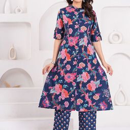 CORSICA Floral Printed Mandarin Collar Tunic With Trousers Co-Ords Set-picture-37