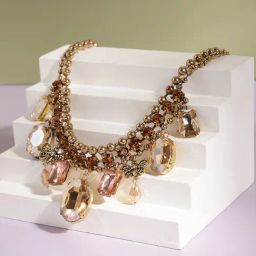 SOHI Gold Plated Party Designer Stone Statement Necklace For Women-4