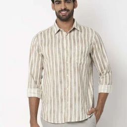 Spykar Brown Slim Fit Striped Shirt-image-29