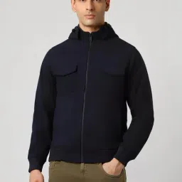 Van Heusen Navy Cotton Regular Fit Hooded Jacket-picture-35