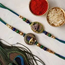 eCraftIndia Set of 2 Religious Rakhis for Brothers with Sibling Agreement & Roli Chawal Pack-image-69