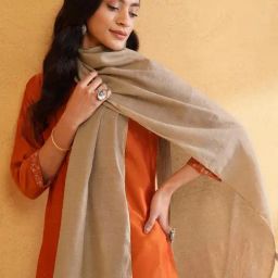 Fabindia Beige Striped Stole-picture-45