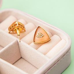 Niscka Gold-Plated Artificial Stones Studded Triangular Shaped Studs image 2