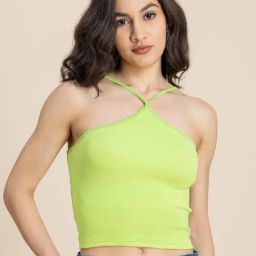 Moomaya Lime Slim Fit Crop Top-image-62