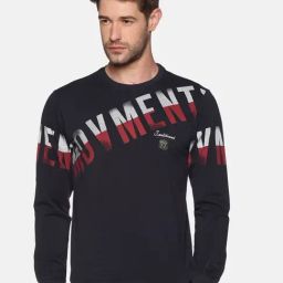 SHOWOFF Navy Cotton Slim Fit Printed Sweatshirt-picture-9