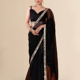 FABMORA Black Embellished Sarees with Unstitched Blouse-picture-16