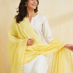 Fabindia Yellow Embroidery Dupatta-18