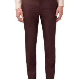 Raymond Maroon Polyviscose Slim Fit Checked Formal Trosuers-picture-47