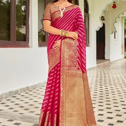 Moksha Trends Woven Design Zari Silk Blend Designer Banarasi Saree-image-14