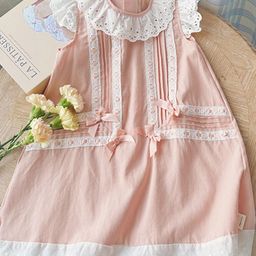 LULU & SKY Girls Flutter Sleeves Schiffli A-Line Dress-image-34