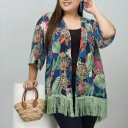 PURYS Green Printed Plus Size Shrug-picture-32