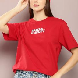 Dillinger Red Cotton Graphic Print Oversized T-Shirt-19