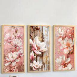 Art Street Pink Engineered Wood Wall Painting - Set of 3-13