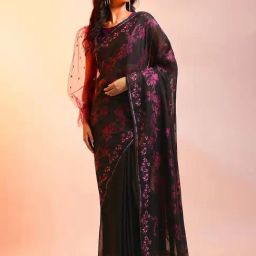 navyasa by liva Brown Woven Saree With Unstitched Blouse-image-53