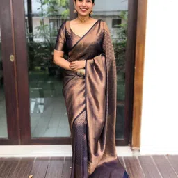 Varanga Ethnic Motifs Zari Woven Banarasi Saree-image-29