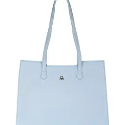 United Colors of Benetton Ice Blue Textured Tote Bag-picture-35